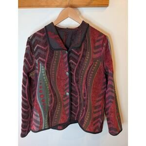 Reversibles Reversible Jacket Burgundy Southwestern Tribal Print Artsy Boho M